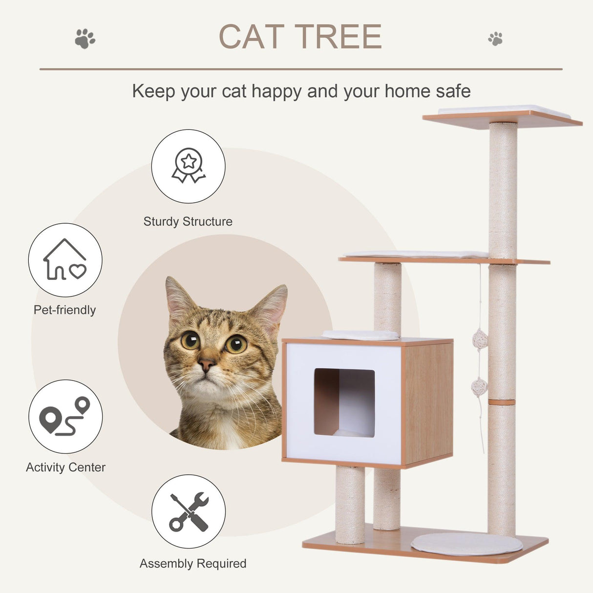 Wooden Cat Scratching Post and Activity Center - Cat Trees - Purr Wish