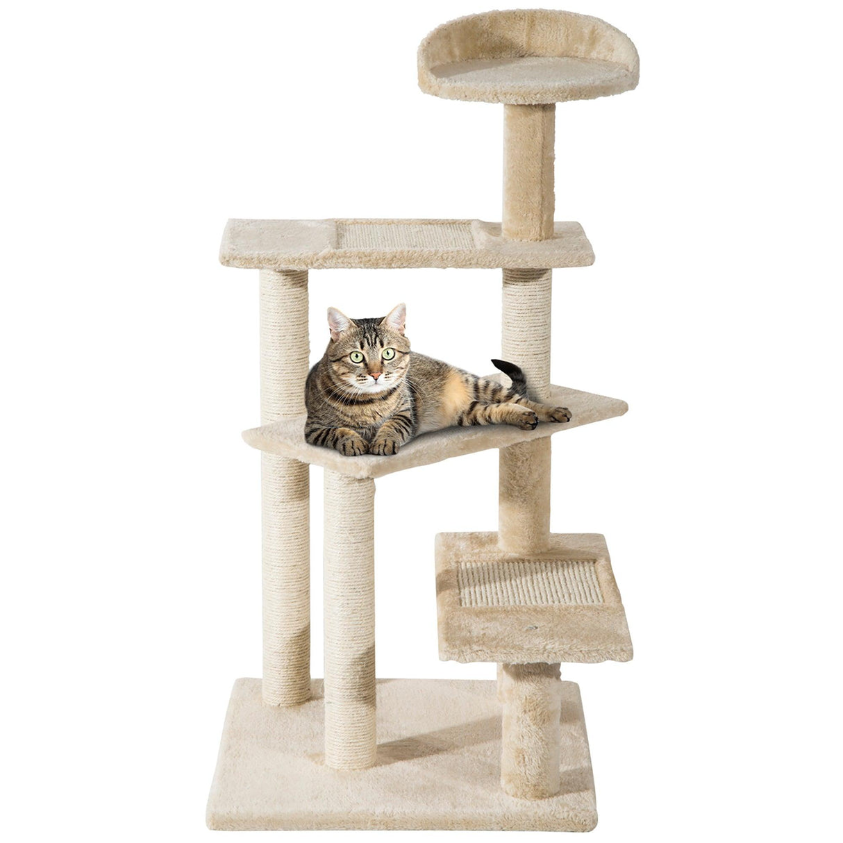 Sisal Cat Tree Scratching Post Climbing Tower, Beige - Cat Trees - Purr Wish