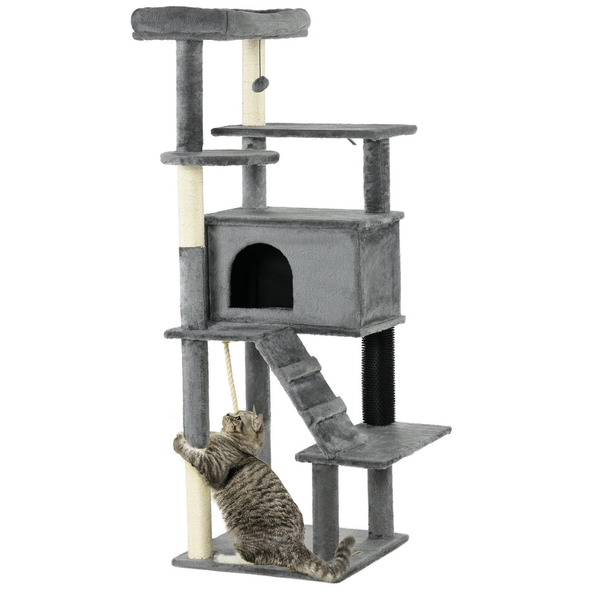 Cat Tower with Scratching Post, Cat House, 148cm - Grey - Cat Trees - Purr Wish