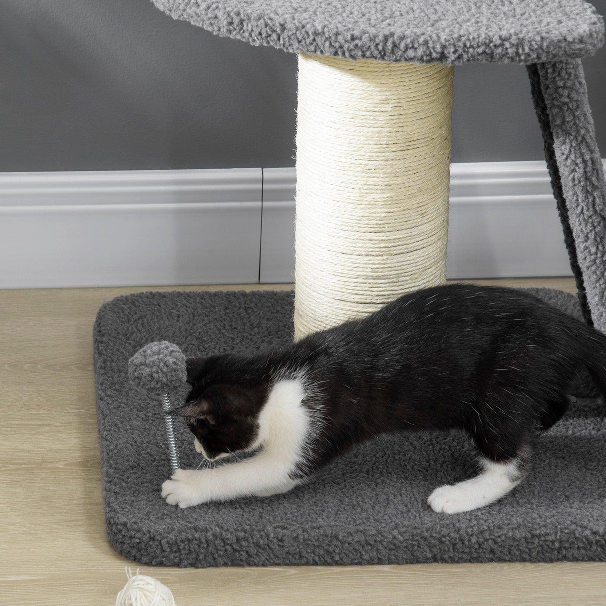 Contemporary Cat Tree & Bed, 127 cm - Grey & Beige - Cat Trees - Purr Wish