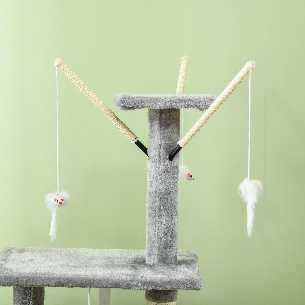 Multi-level Cat Scratching Post Tower with Ladder, 134.2cm - Grey - Cat Trees - Purr Wish