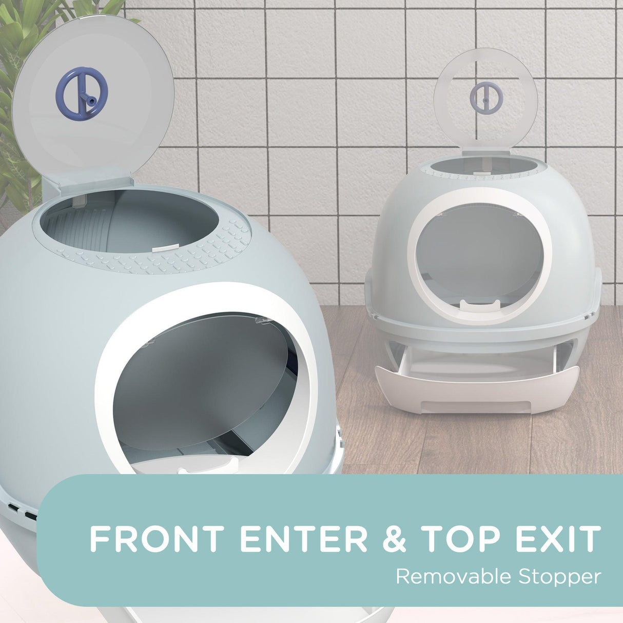 Enclosed Drawer Cat Litter Box - Light Blue - Cat Litter Trays - Purr Wish