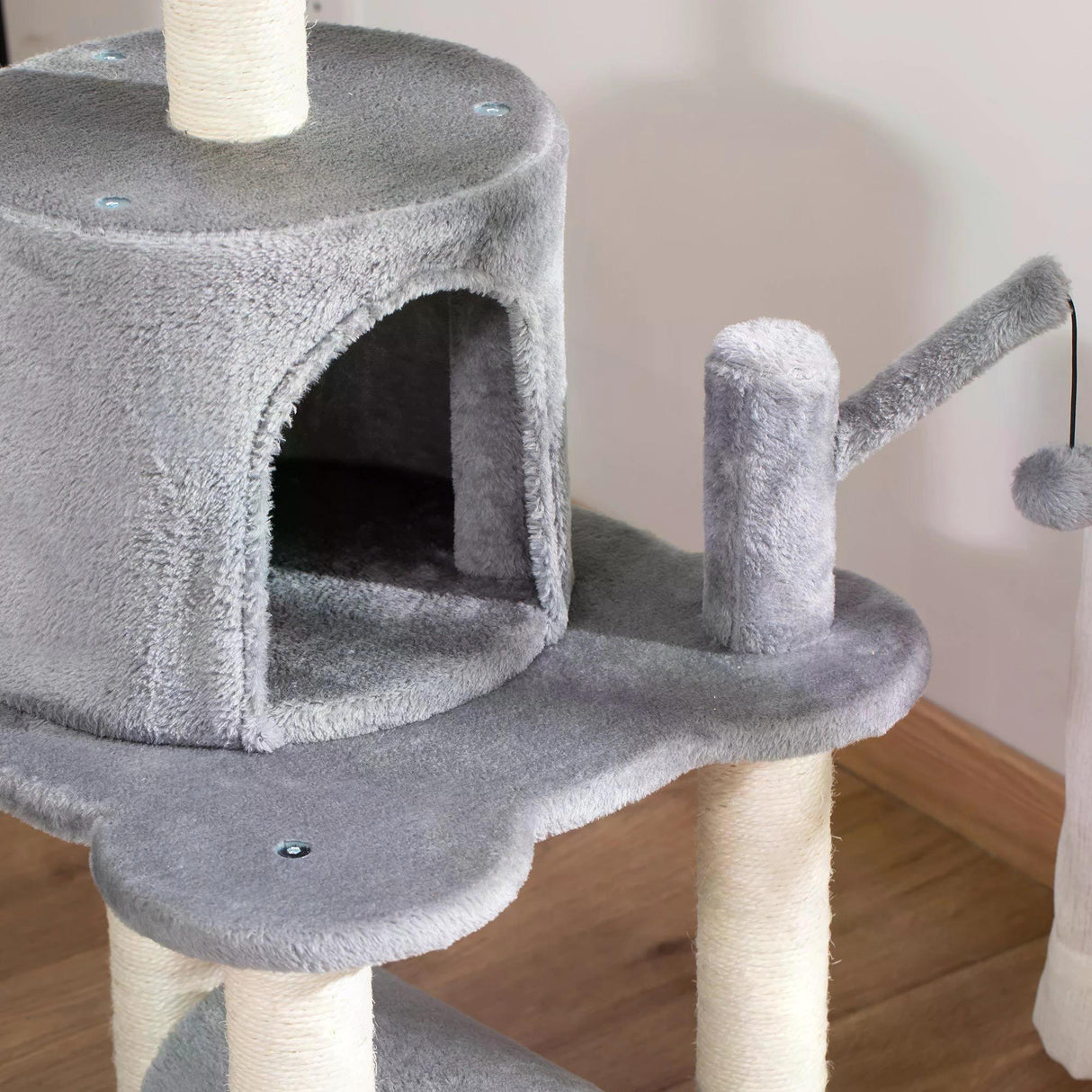 Cat Climbing Tower with Scratching Post, 95cm - Grey - Cat Trees - Purr Wish