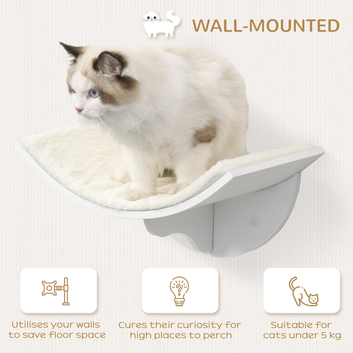 Wall-Mounted Curved Cat Perch Grey - Cat Walls - Purr Wish