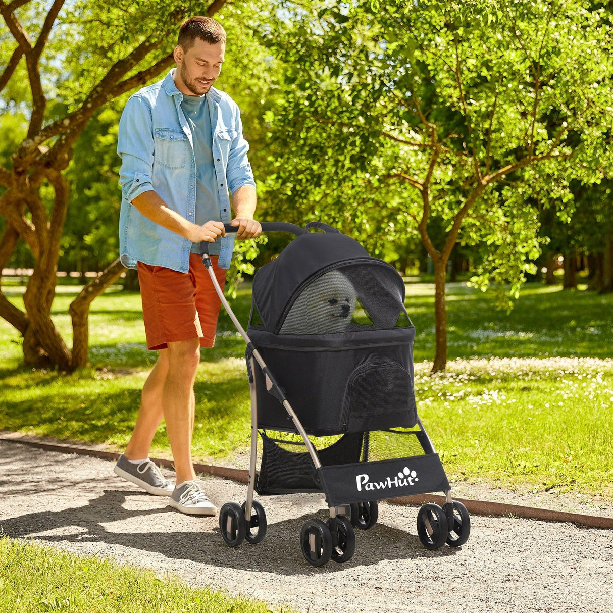 3-in-1 Cat Stroller - Carrier with Universal Wheel, Black - Cat Carriers & Strollers - Purr Wish