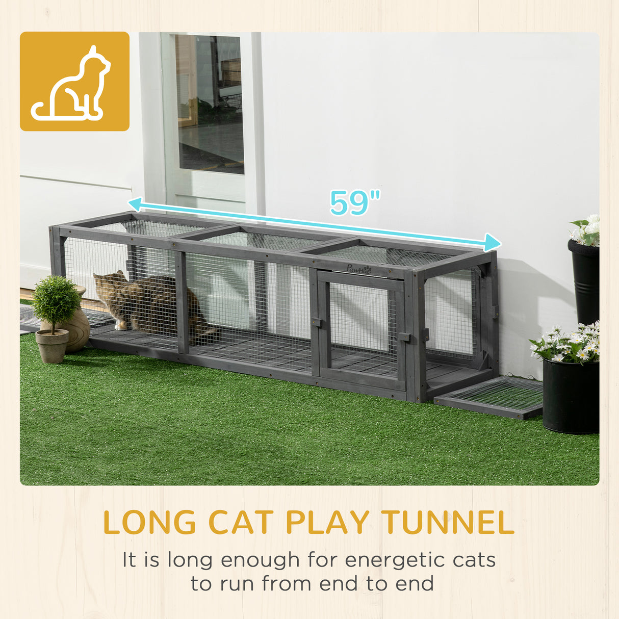 Extra Long Cat Tunnel with Multiple Entrances, 150cm, Dark Grey