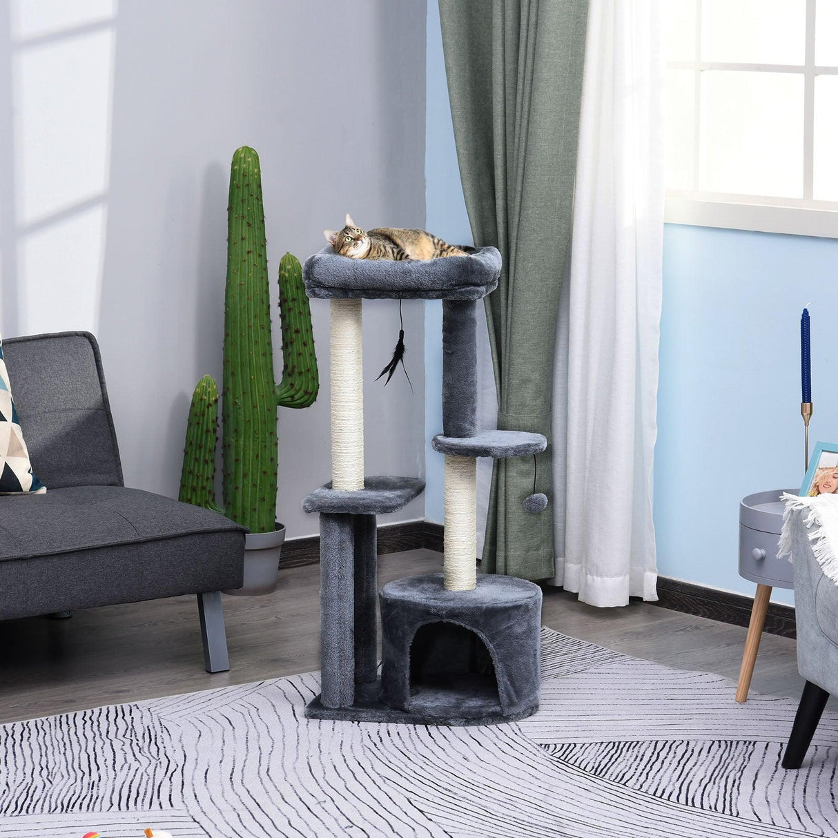 Multi-Activity Cat Tower, 100cm - Grey - Cat Trees - Purr Wish