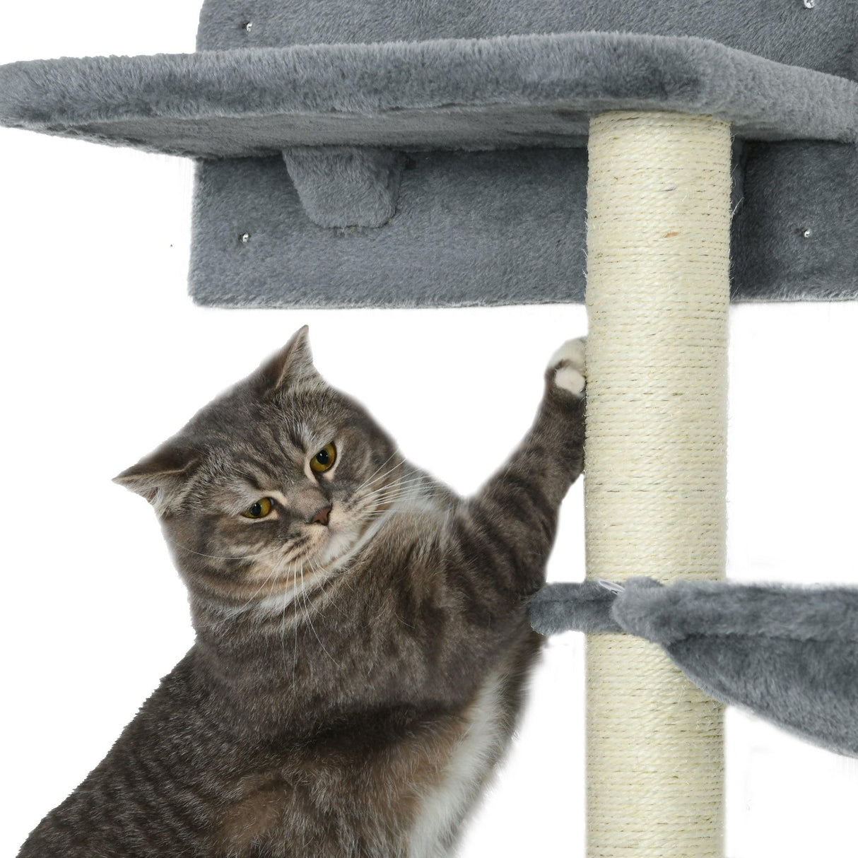 4-Piece Wall-Mounted Cat Shelf Set - Hammock, Platforms, Scratching Post, Grey - Cat Walls - Purr Wish