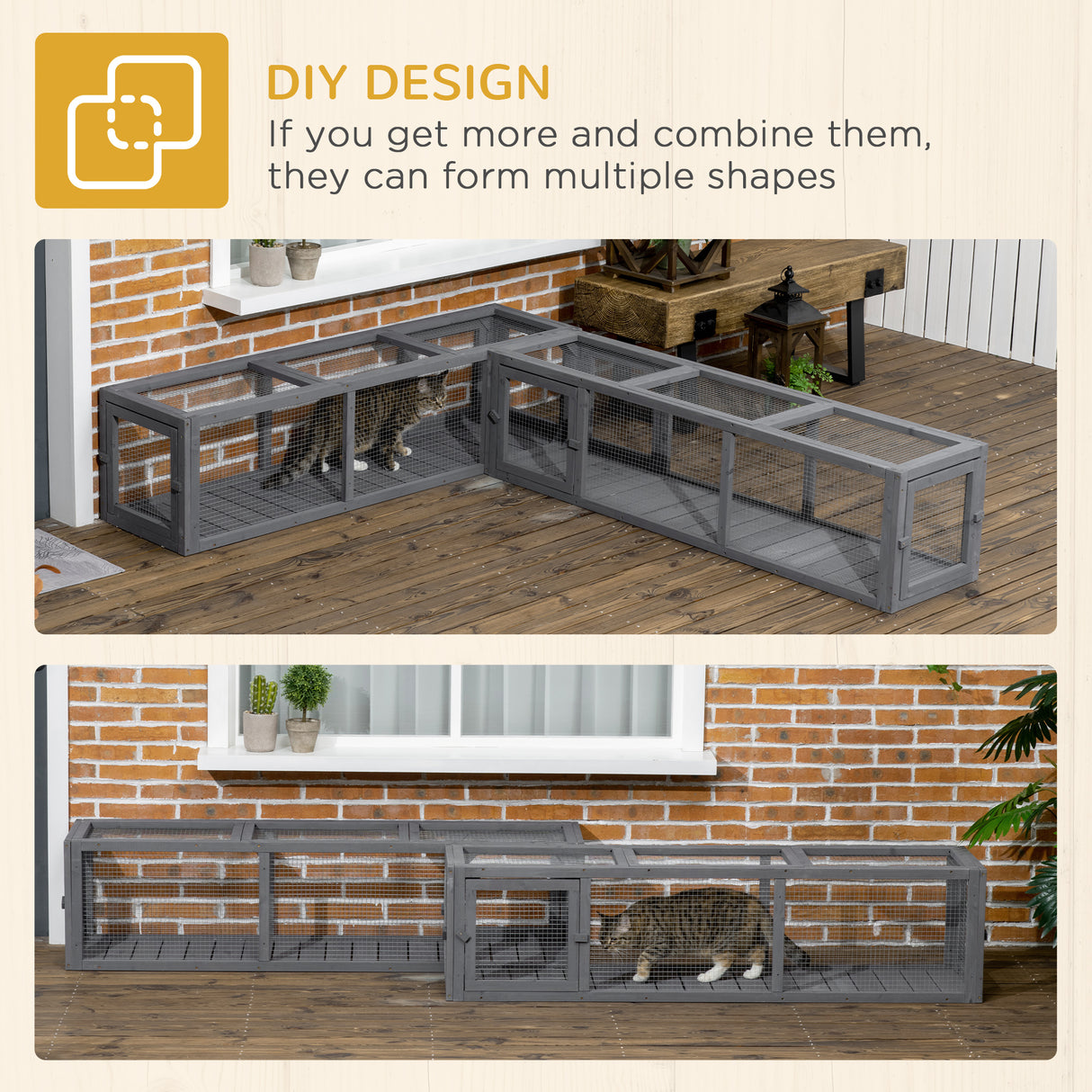 Extra Long Cat Tunnel with Multiple Entrances, 150cm, Dark Grey