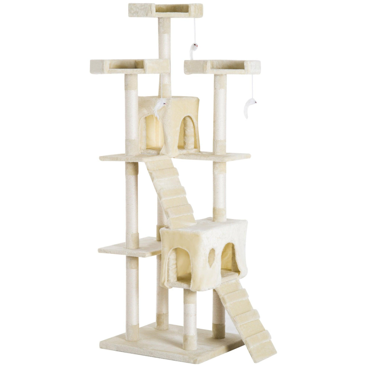 Multi-Level Cat Tower, Scratching Post, Cat Bed, 181cm - Beige - Cat Trees - Purr Wish