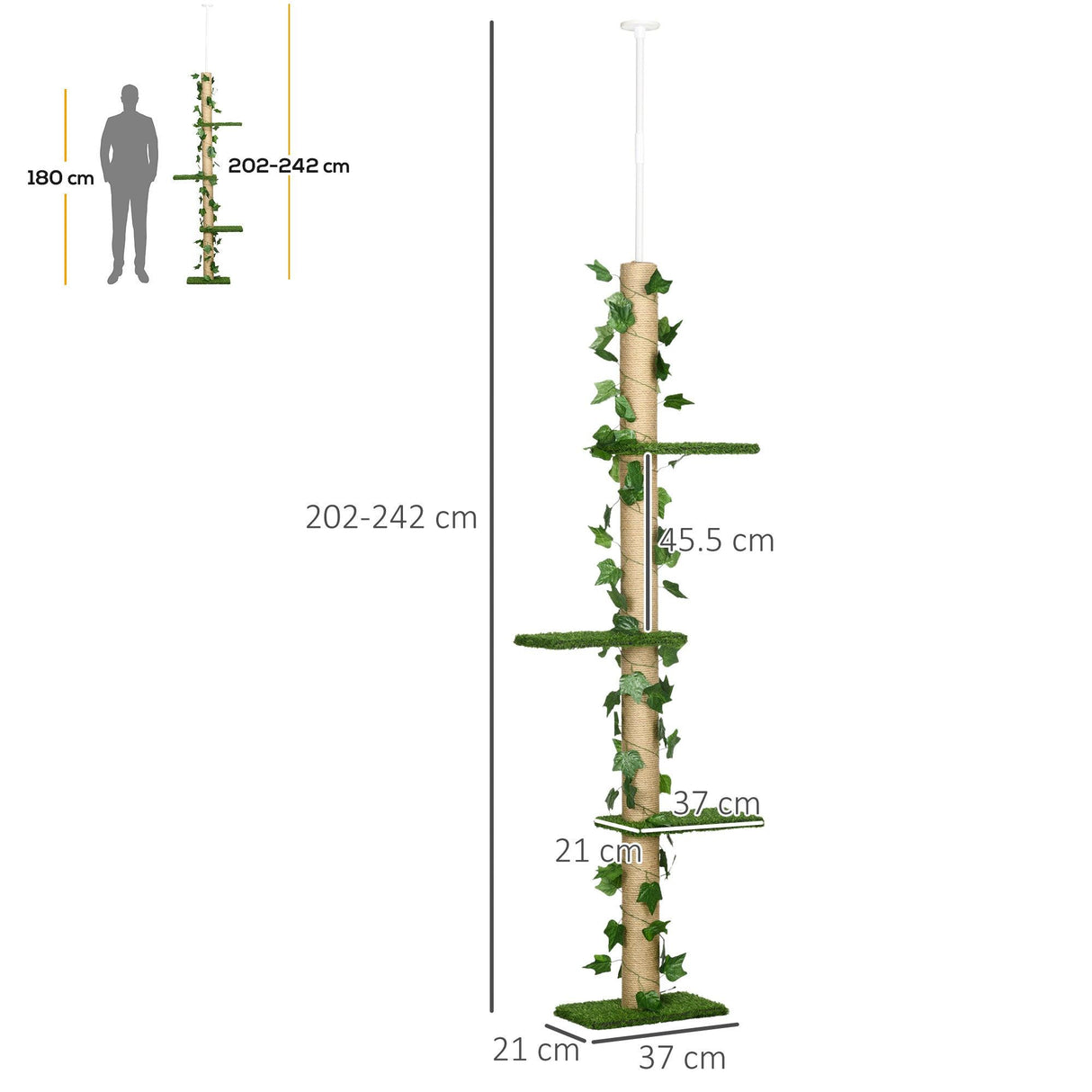 Adjustable Floor-to-Ceiling Cat Tower, Green - Cat Trees - Purr Wish