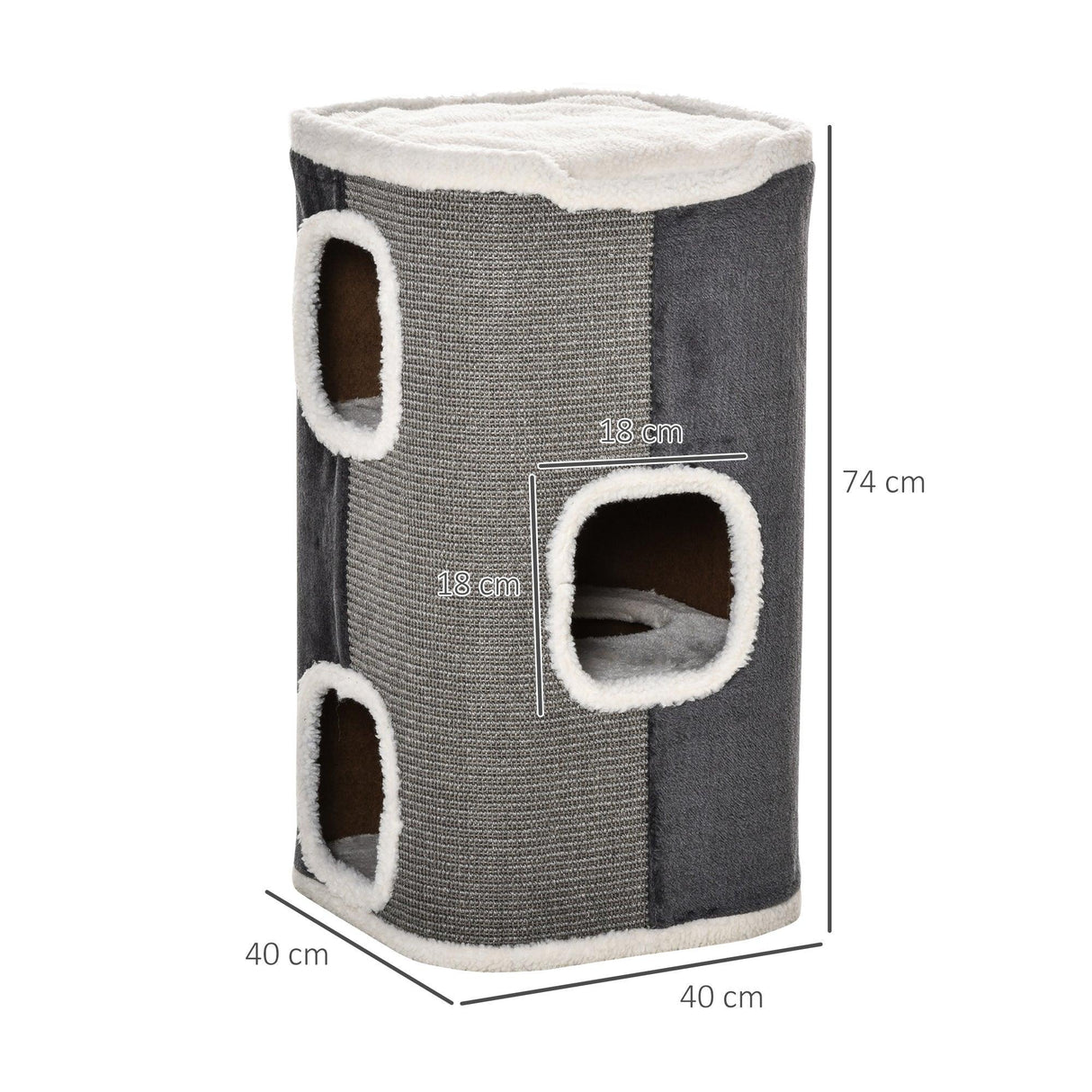 Cat Barrel with Plush Interior, 74Hcm- Grey - Cat Scratchers - Purr Wish
