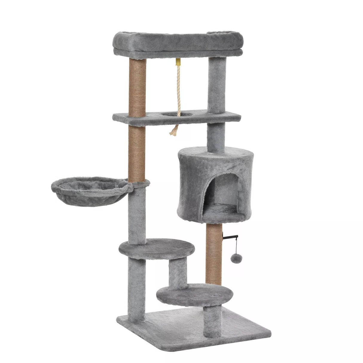 Jute Scratching Post Cat Tower, 120cm - Grey - Cat Trees - Purr Wish