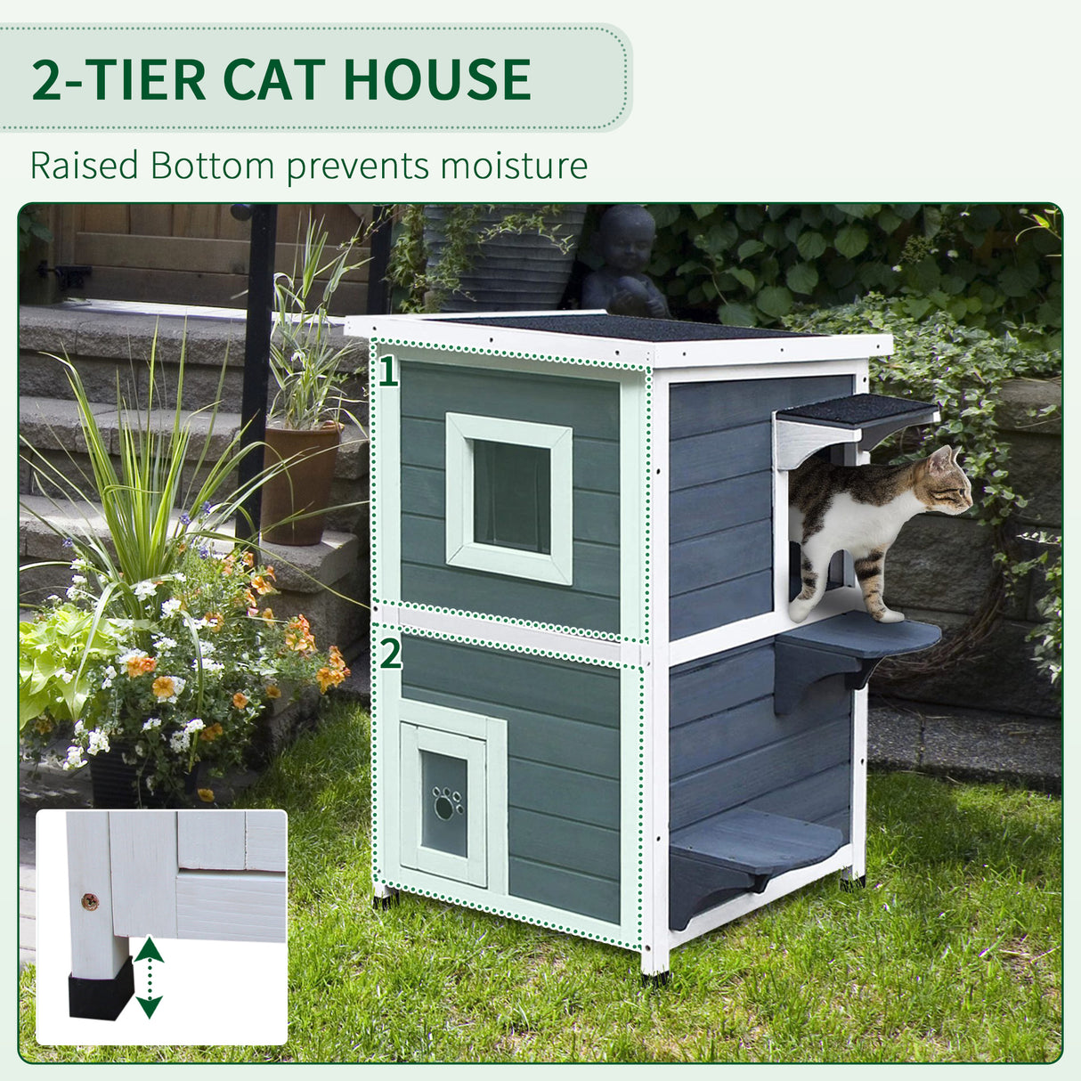 2-Floor Cat Condo Kitten Shelter with Window