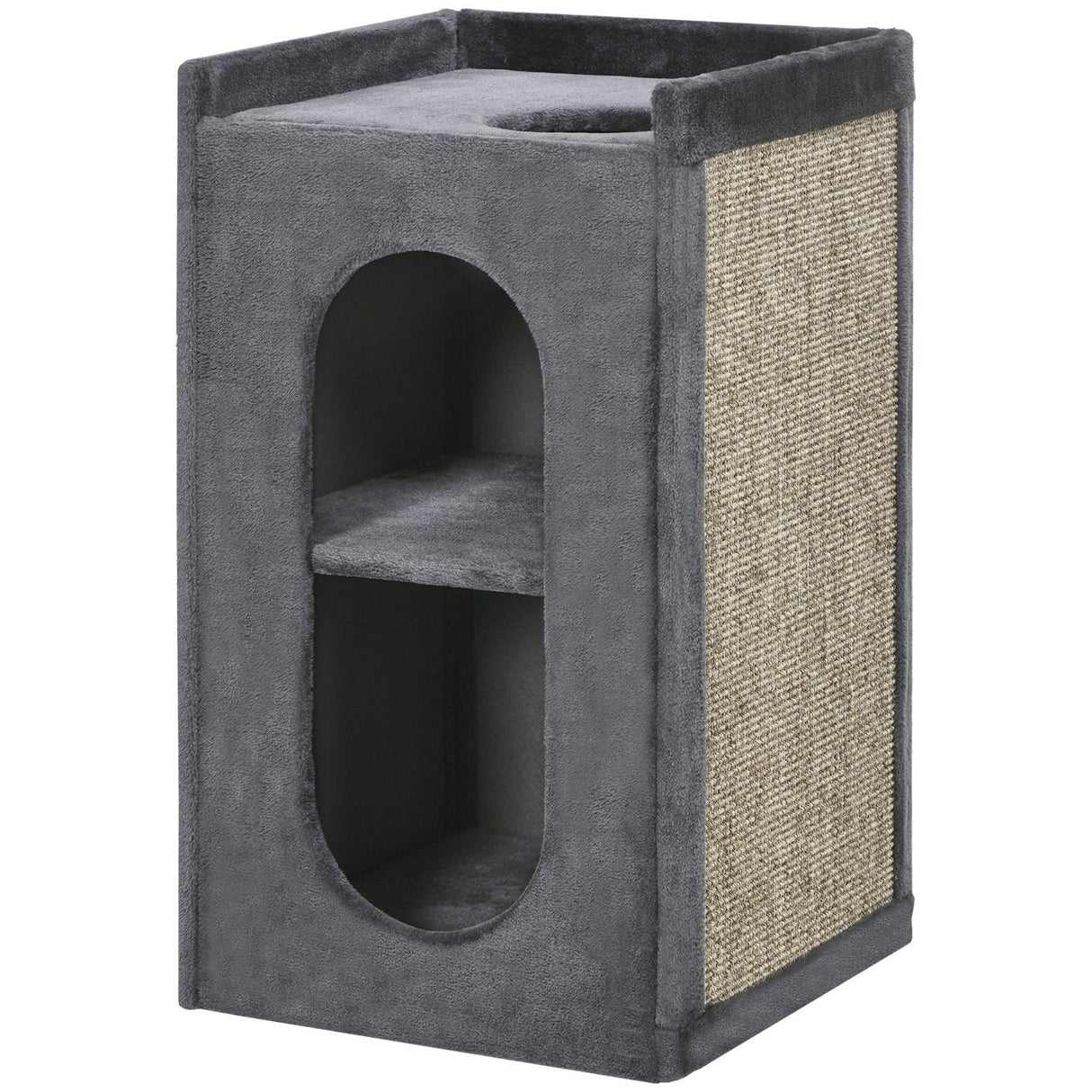 Cat Scratching Barrel w/ Condos - Dark Grey - Cat Trees - Purr Wish