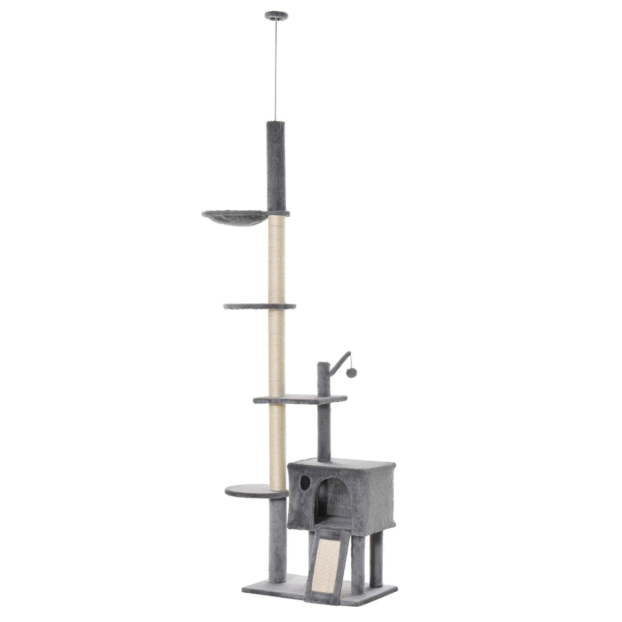 Floor-to-Ceiling Cat Climbing Toy Tower, 230-280cm - Light Grey - Cat Trees - Purr Wish