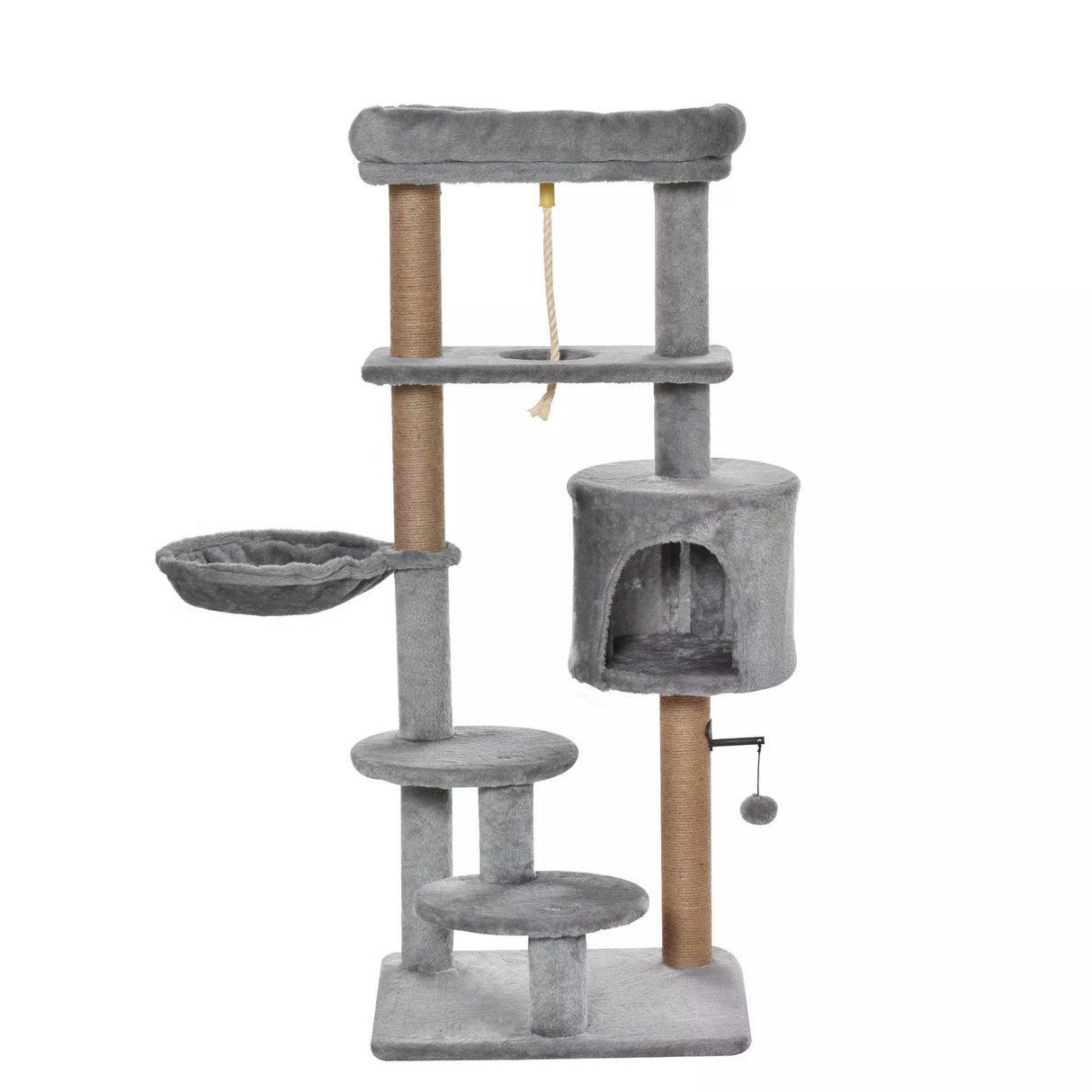 Jute Scratching Post Cat Tower, 120cm - Grey - Cat Trees - Purr Wish
