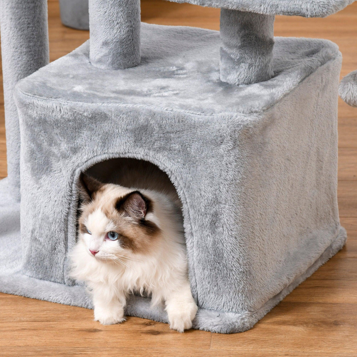 Cat Tower with Perch and Hanging Ball Toy, 114cm - Grey - Cat Trees - Purr Wish