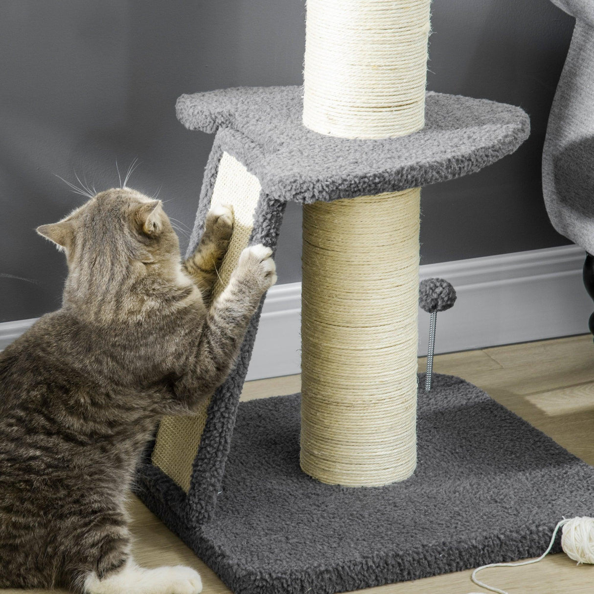 Contemporary Cat Tree & Bed, 127 cm - Grey & Beige - Cat Trees - Purr Wish