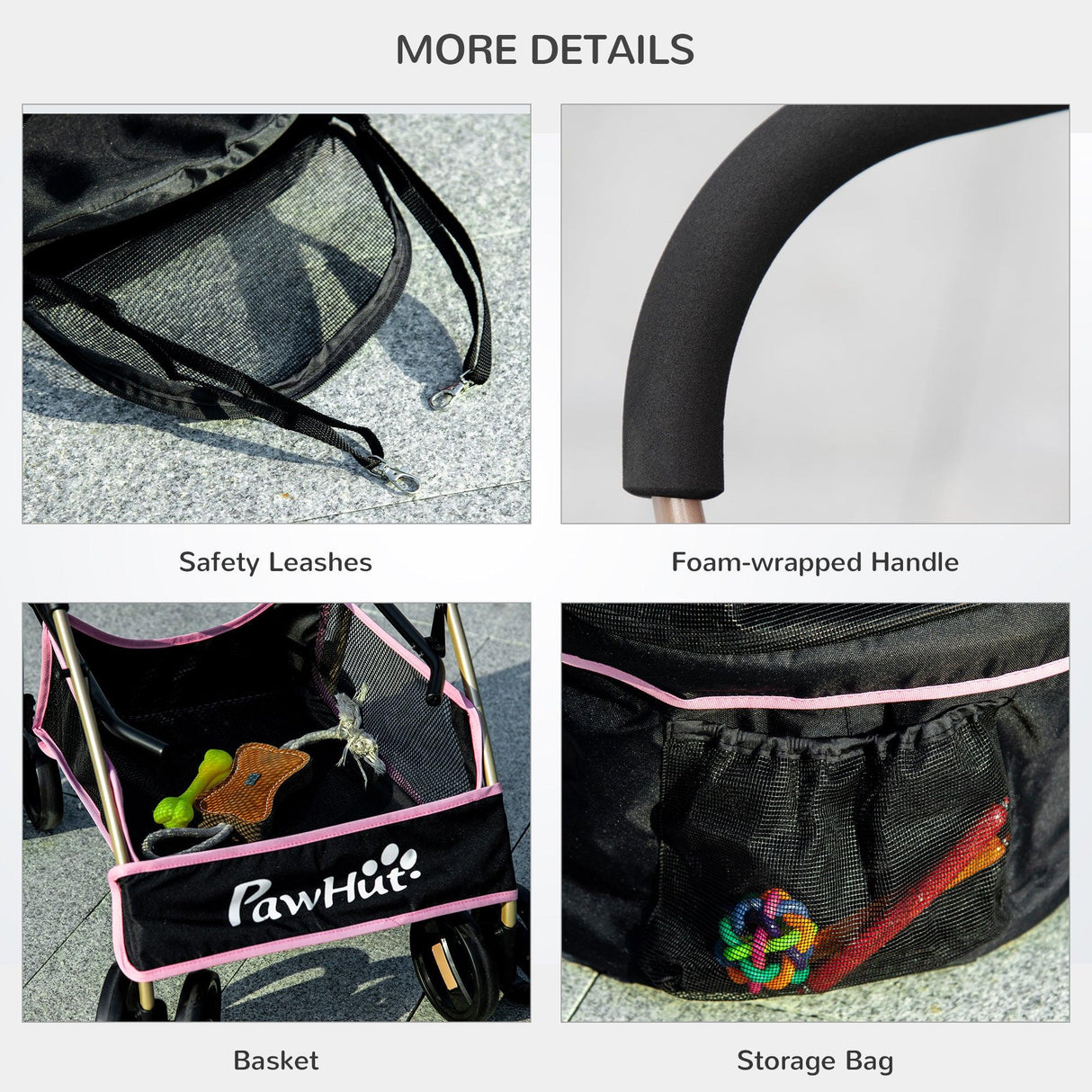 3-in-1 Cat Stroller - Carrier with Universal Wheel - Pink & Black - Cat Carriers & Strollers - Purr Wish