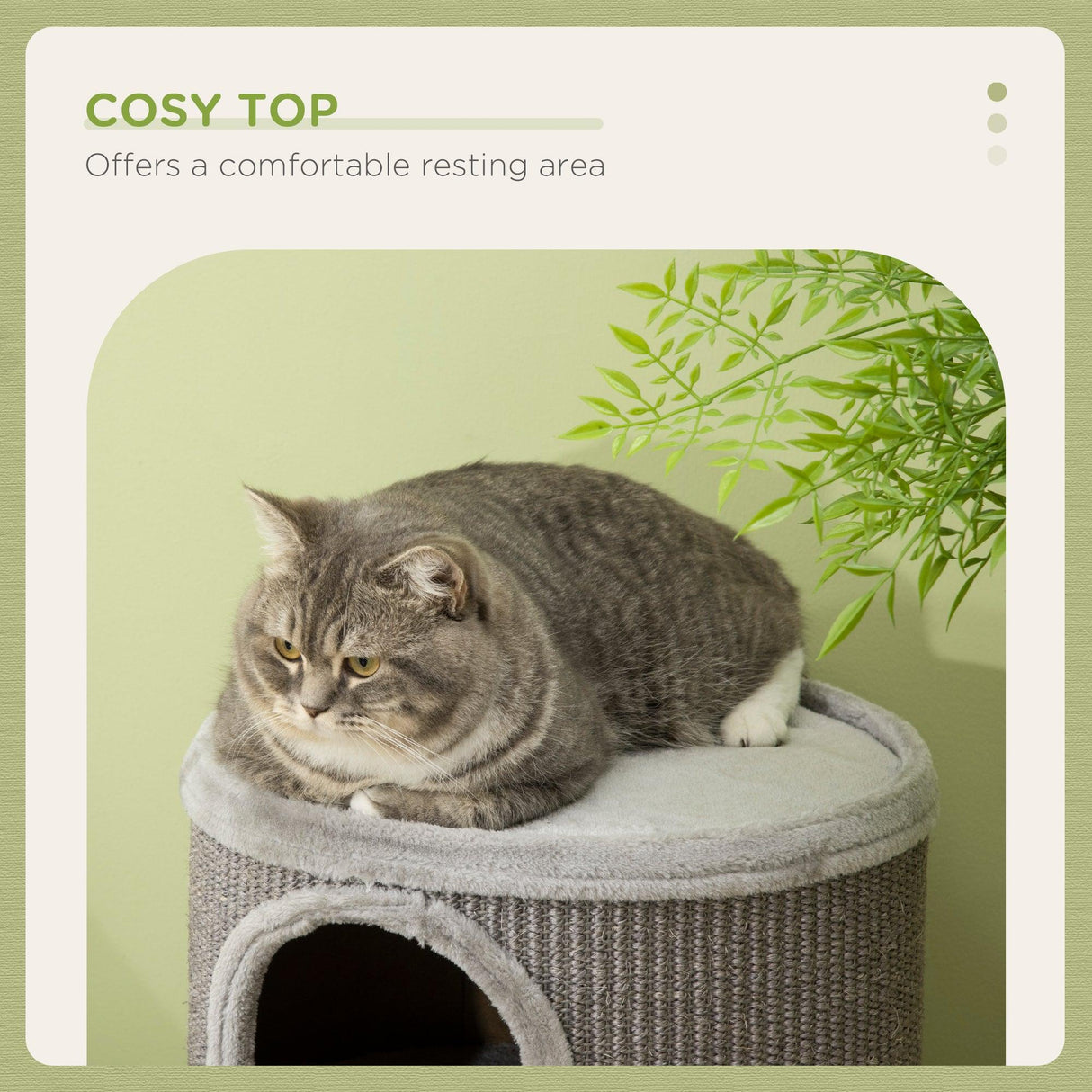 Cosy Cat Barrel Tree Tower, Climbing Frame, 70cm - Light Grey - Cat Trees - Purr Wish