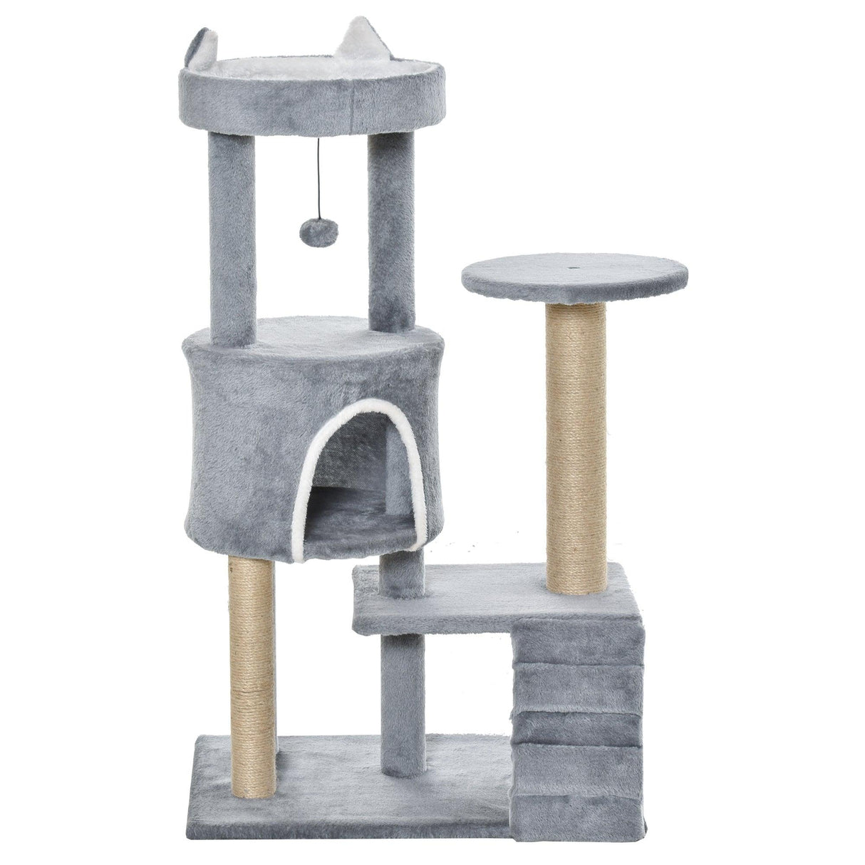 Multi-Platform Cat Tree Condo with Scratching Post, 100cm - Grey - Cat Trees - Purr Wish