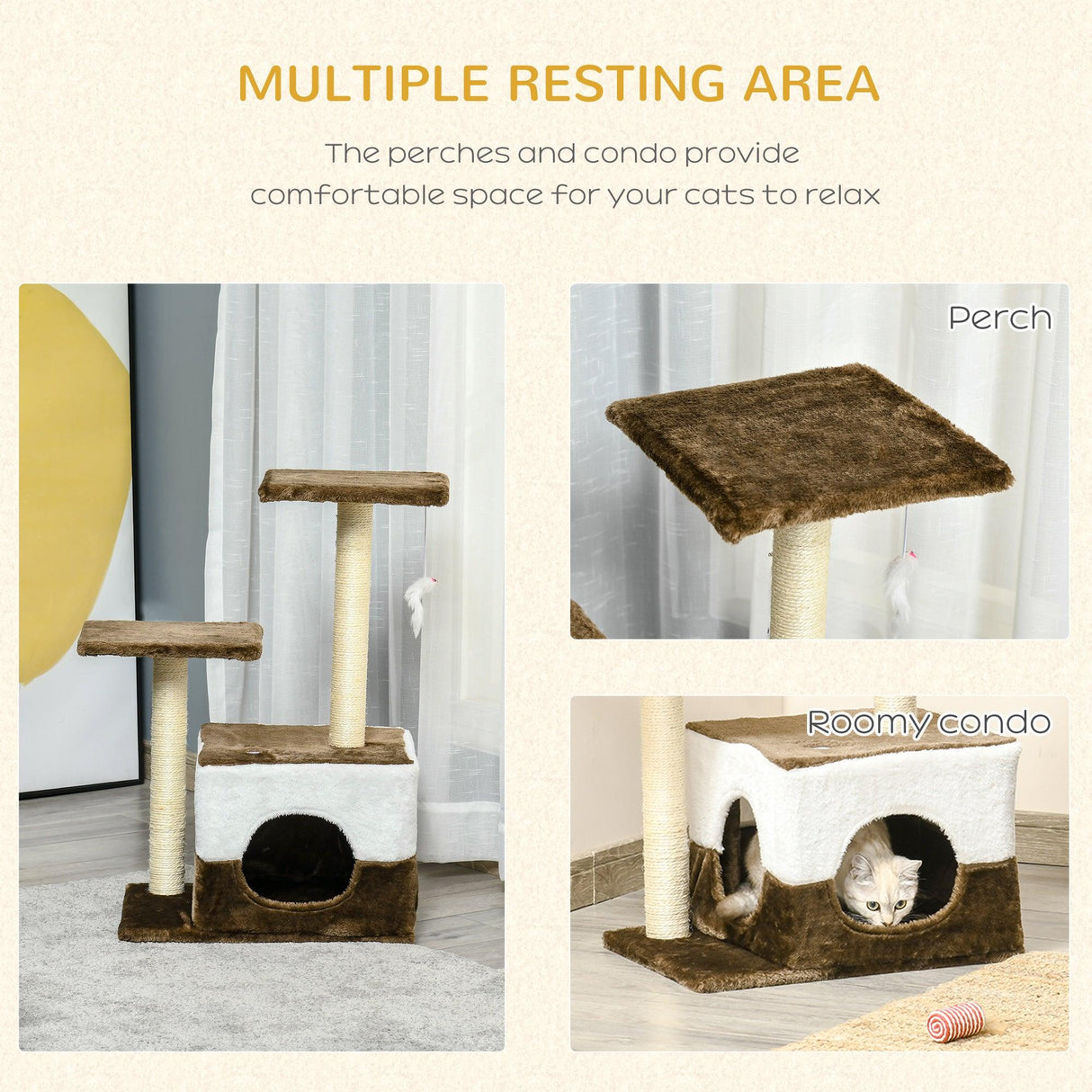 Cat Scratching Post with Condo - Brown - Cat Trees - Purr Wish