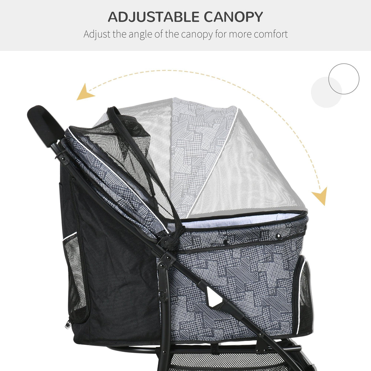 Pet Stroller with Universal Wheels - Grey - Cat Carriers & Strollers - Purr Wish