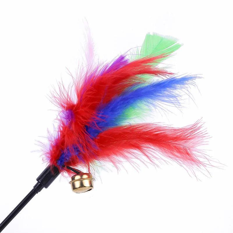 Cat Wand Teaser Toy Set: Feathers and Bells - Feather Cat Toys - Purr Wish
