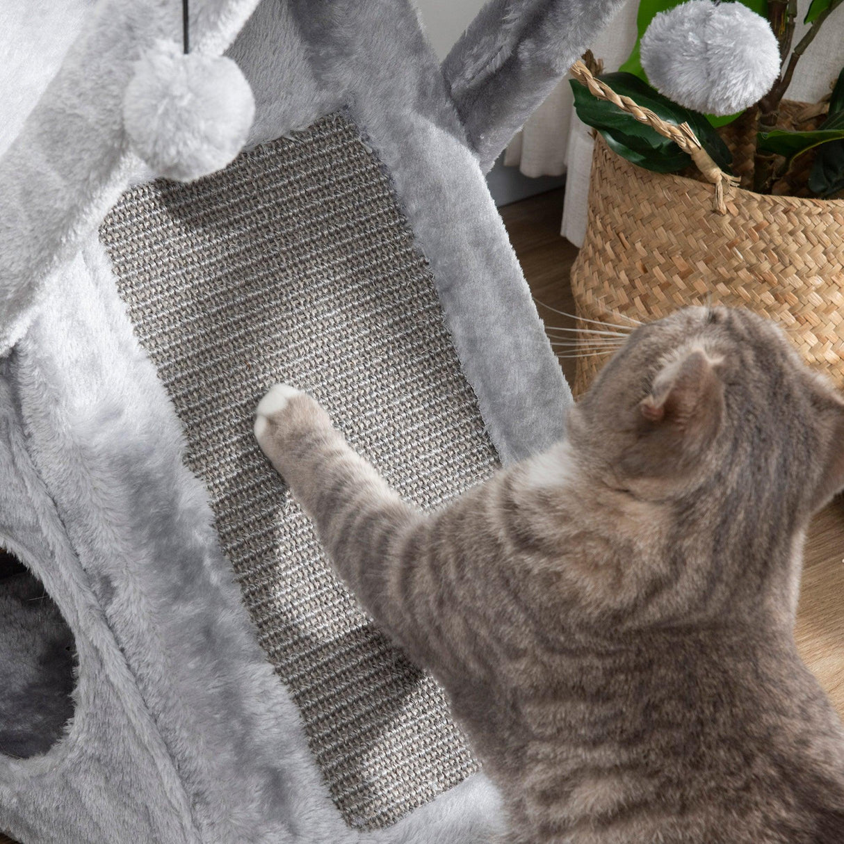 Two-Level Cat Tree Tower, 65cm - Grey - Cat Trees - Purr Wish