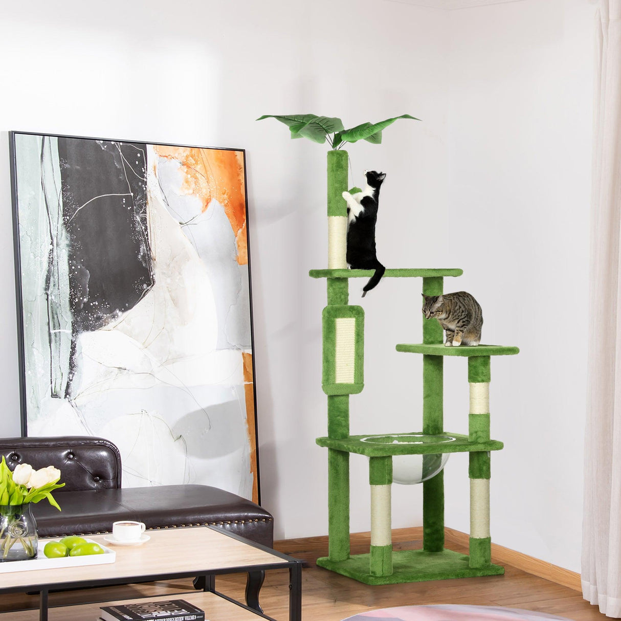 Multi-level Cat Tree Tower with Platforms, 142cm - Green - Cat Trees - Purr Wish