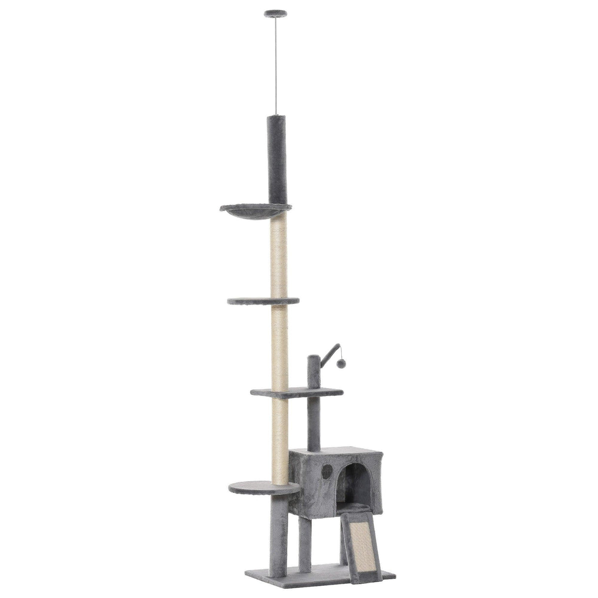 Floor-to-Ceiling Cat Climbing Toy Tower, 230-280cm - Light Grey - Cat Trees - Purr Wish