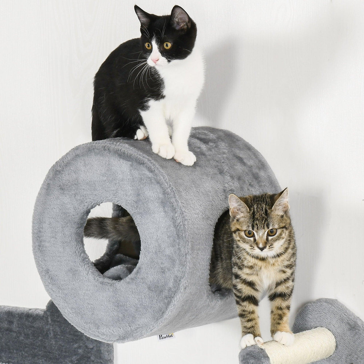 4-Piece Wall-Mounted Cat Tree Furniture with Platforms, Steps, Scratching Post, Grey - Cat Walls - Purr Wish