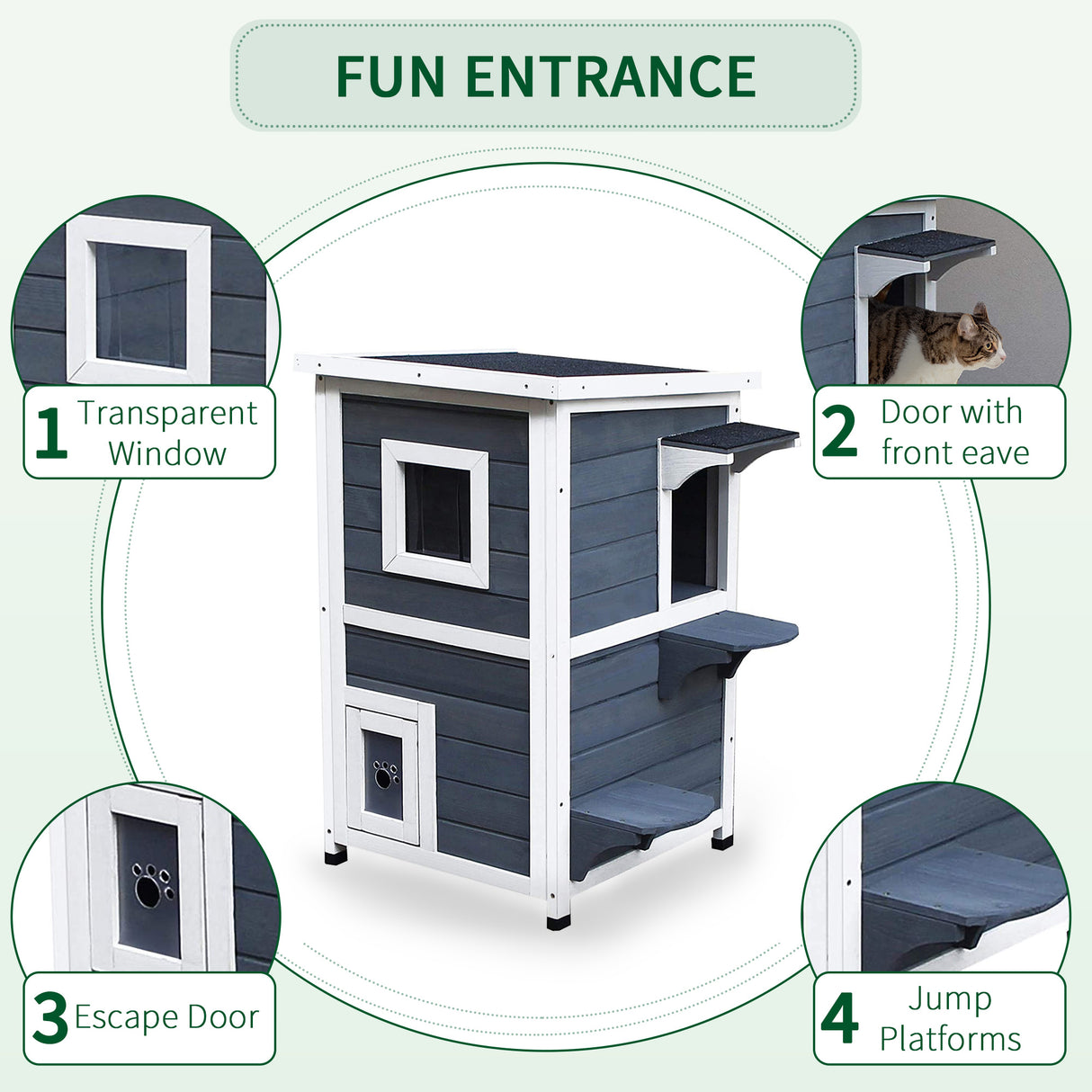 2-Floor Cat Condo Kitten Shelter with Window