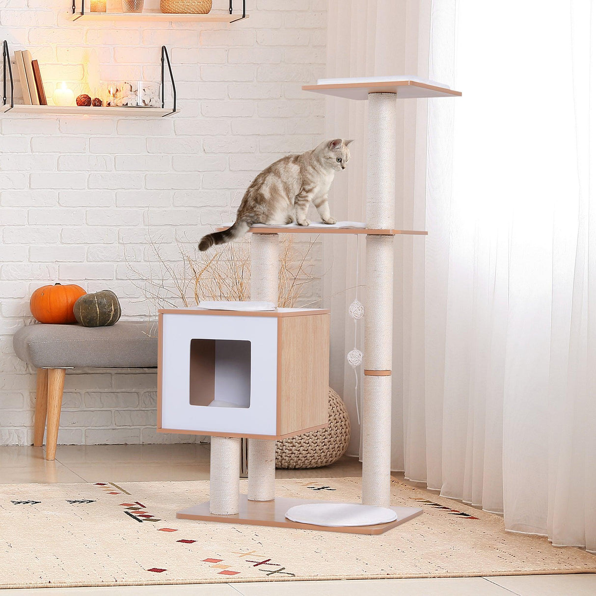 Wooden Cat Scratching Post and Activity Center - Cat Trees - Purr Wish