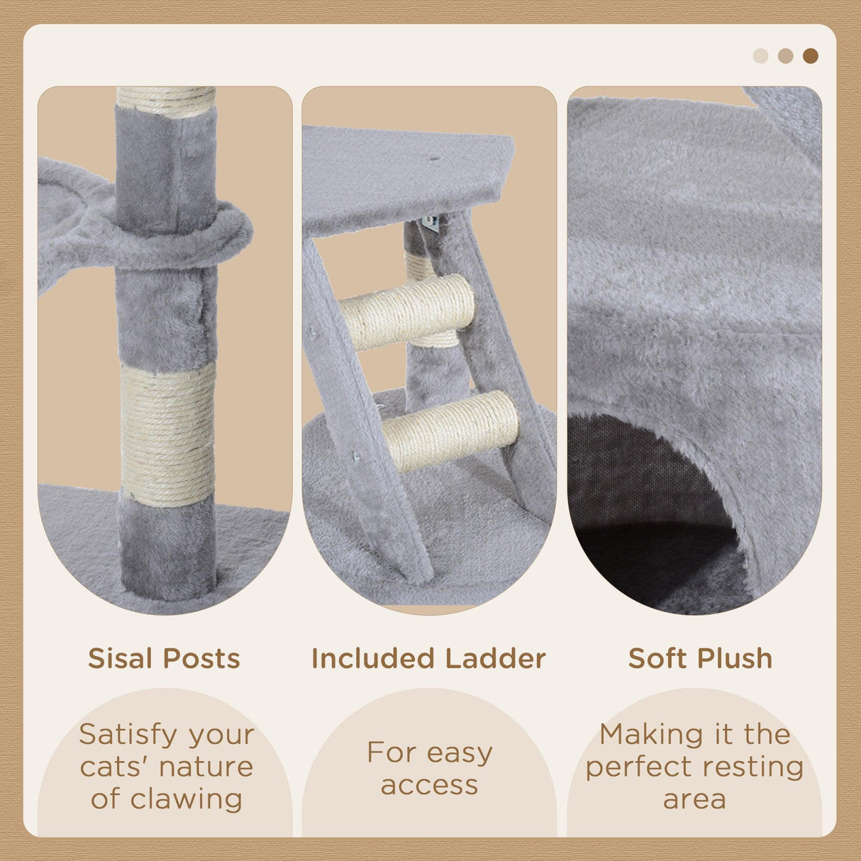 Cat Scratching Post Climbing Tower, 125cm, Grey - Cat Trees - Purr Wish