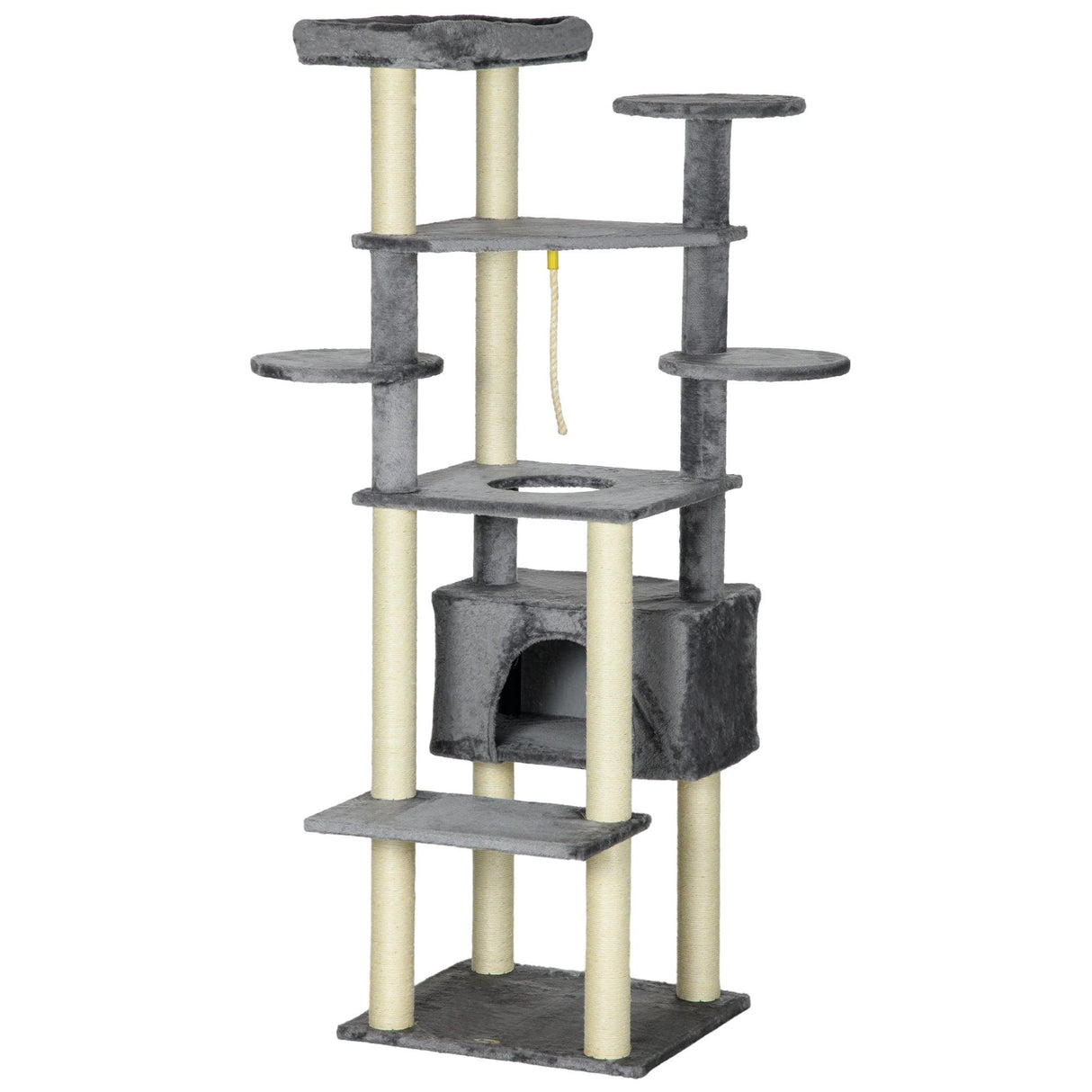 Multi-level Cat Tree w/ Scratching Posts, Bed, Condo, 184cm - Grey - Cat Trees - Purr Wish