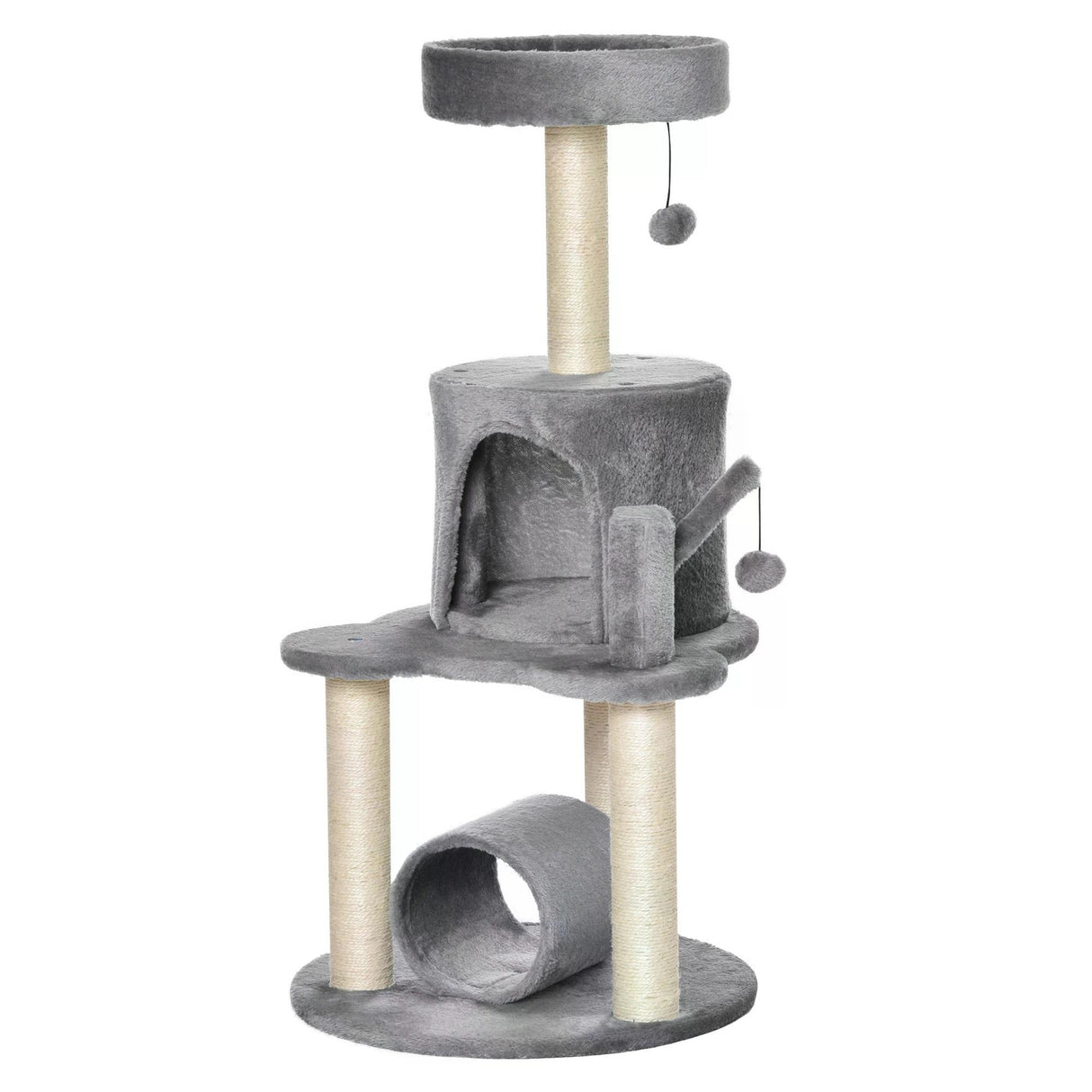 Cat Climbing Tower with Scratching Post, 95cm - Grey - Cat Trees - Purr Wish