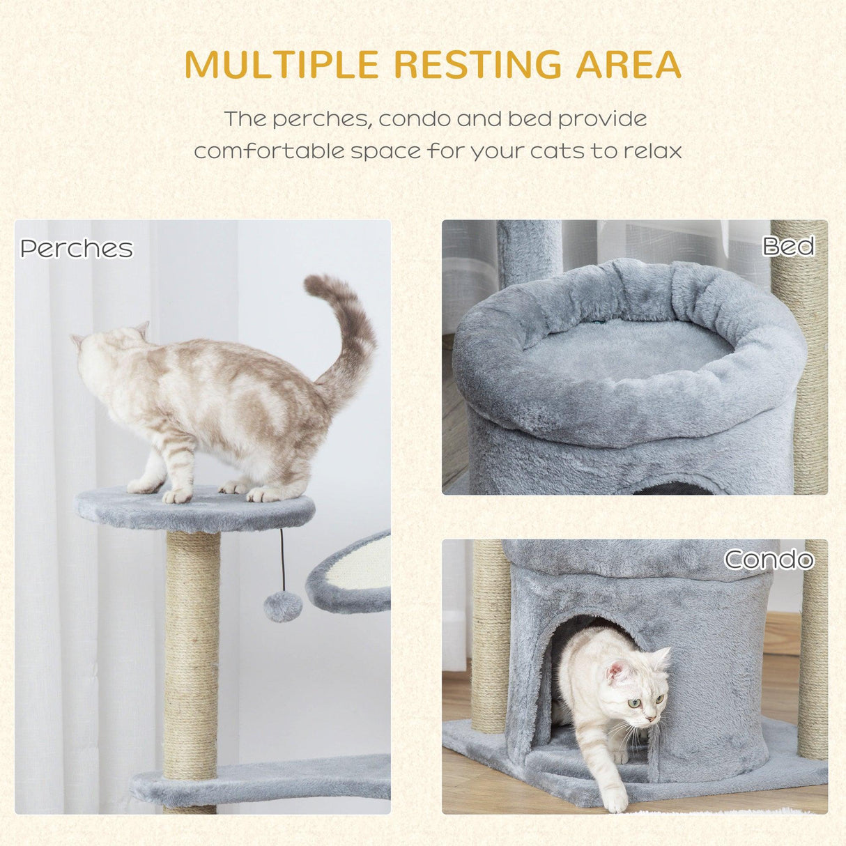 Deluxe Cat Activity Center Tower, 87cm - Grey - Cat Trees - Purr Wish