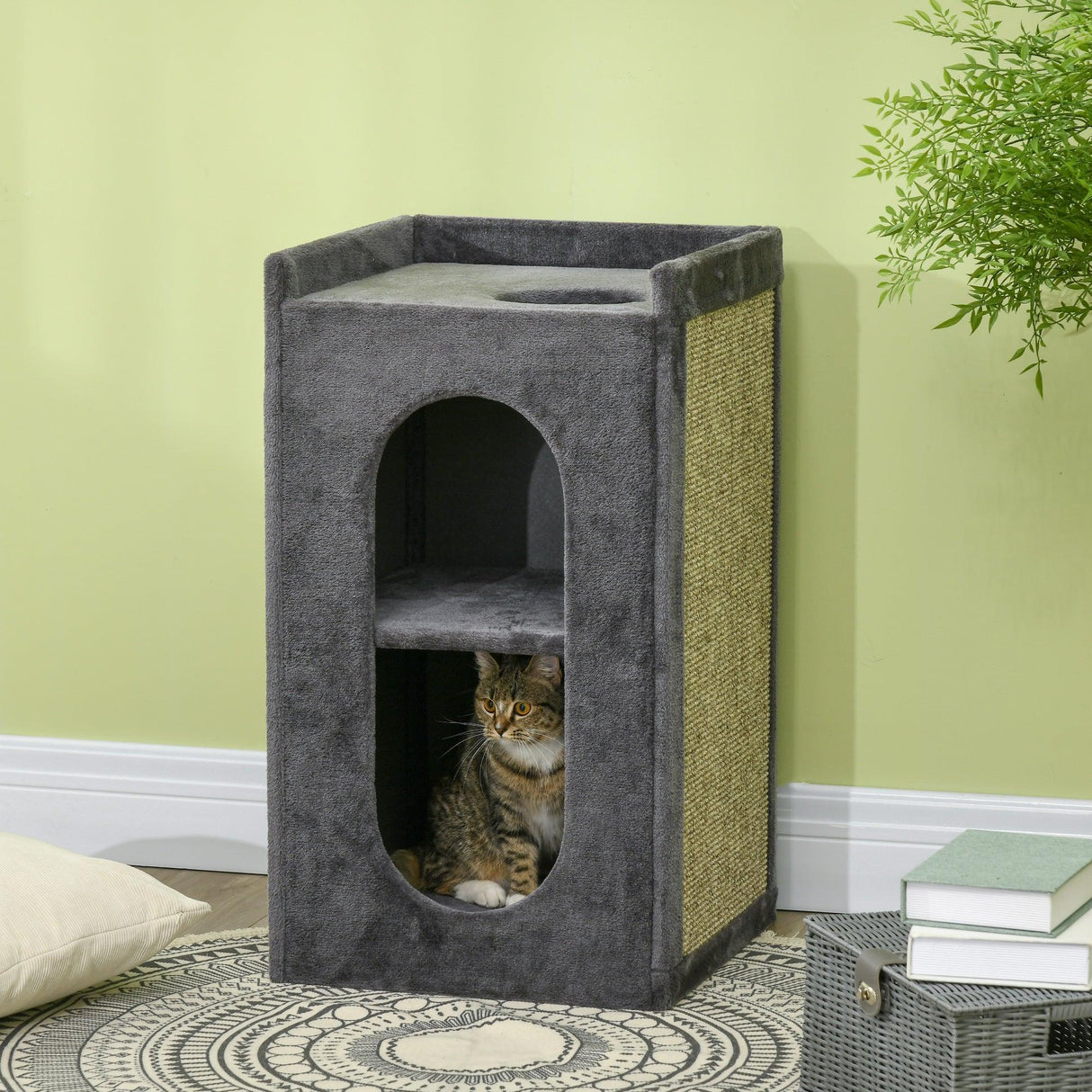 Cat Scratching Barrel w/ Condos - Dark Grey - Cat Trees - Purr Wish