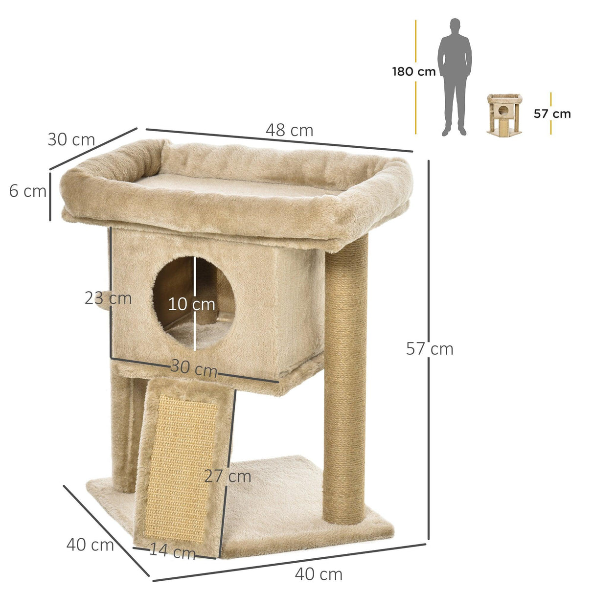 Cat Tree Tower Climbing Activity Center 40 x 40 x 57cm - Caramel - Cat Trees - Purr Wish