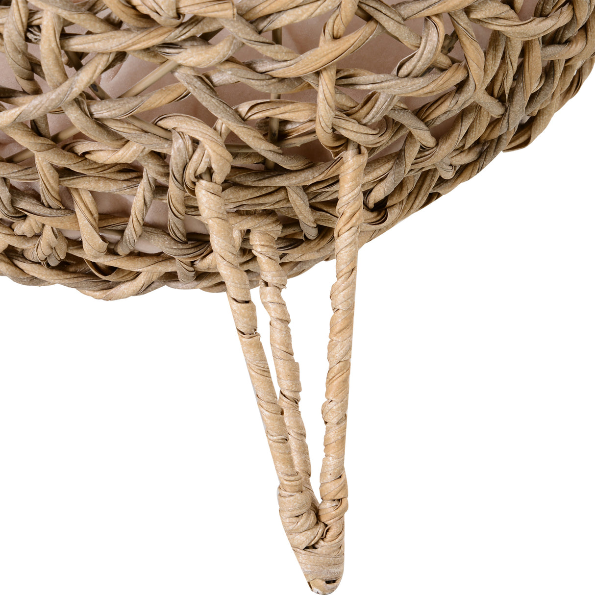 Ball-Shaped Rattan Elevated Cat Basket with Three Tripod Legs, Natural Wood Finish