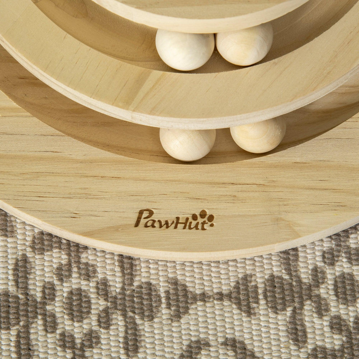 Interactive Natural Cat Tree with Ball Toy, 56cm - Natural Finish - Cat Trees - Purr Wish