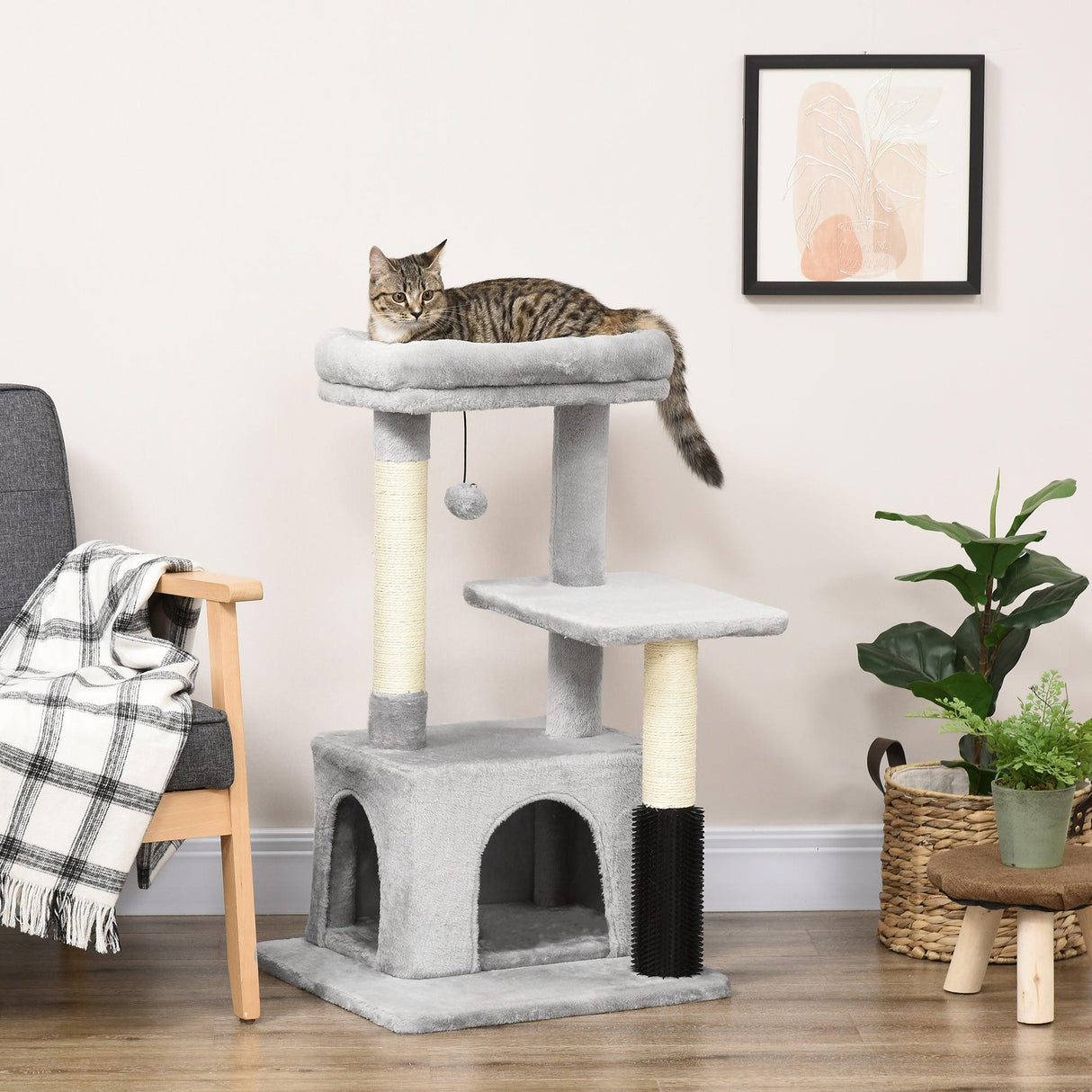 Cat Tree Climbing Activity Center w/ Scratchers, 85cm - Grey - Cat Trees - Purr Wish