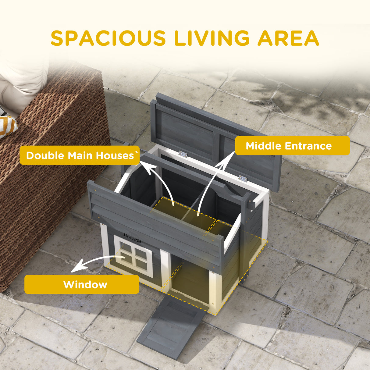 Grey Indoor Cat House with Openable Roof