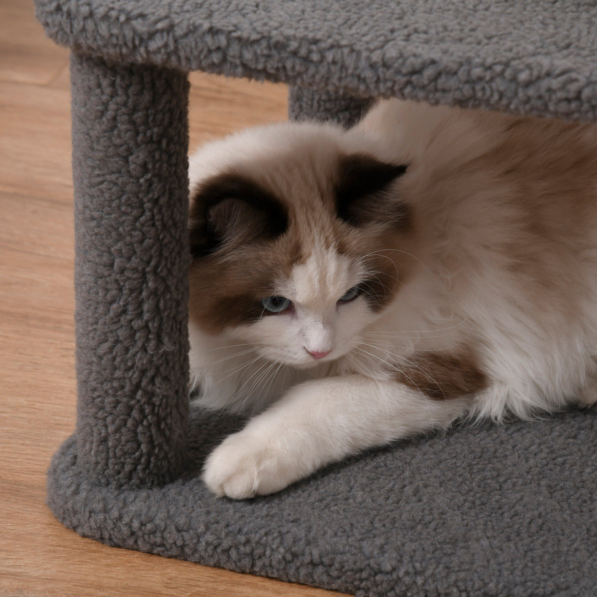 Grey Multi-Level Cat Tower with Plush Perches