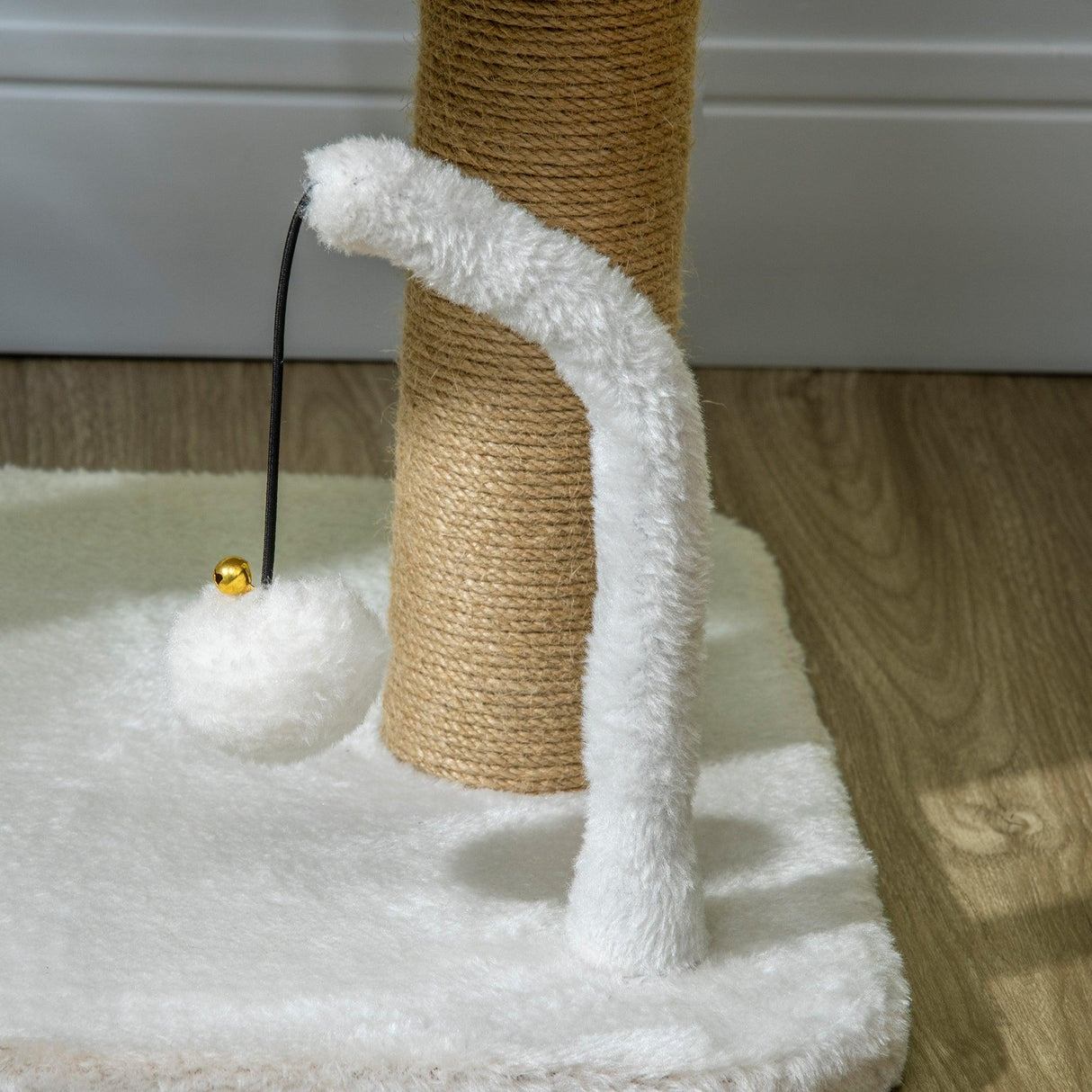 Small Cat Tree with Sisal Scratching Post & Bed, 42cm - White - Cat Trees - Purr Wish