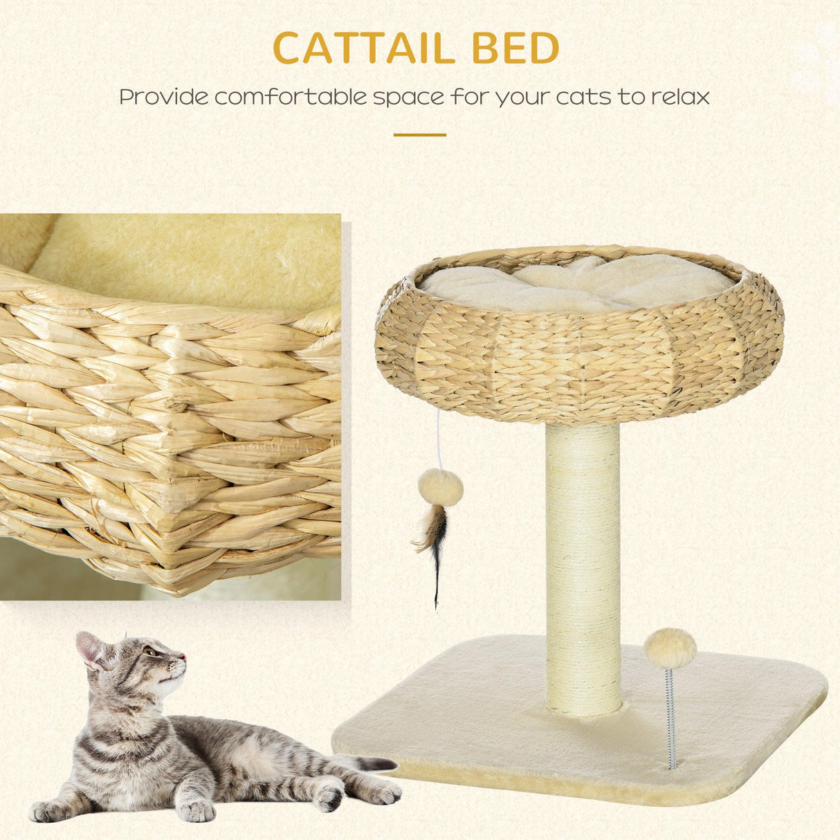 Compact Cat Climbing Tree Activity Center, 51cm - Beige - Cat Trees - Purr Wish