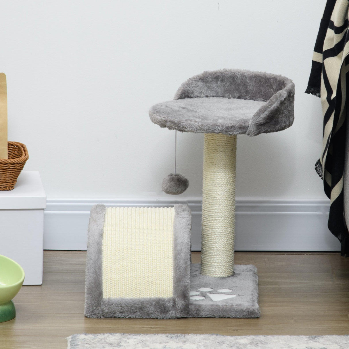 Cat Activity Centre with Sisal Scratching Posts, 46cm - Beige & Grey - Cat Trees - Purr Wish