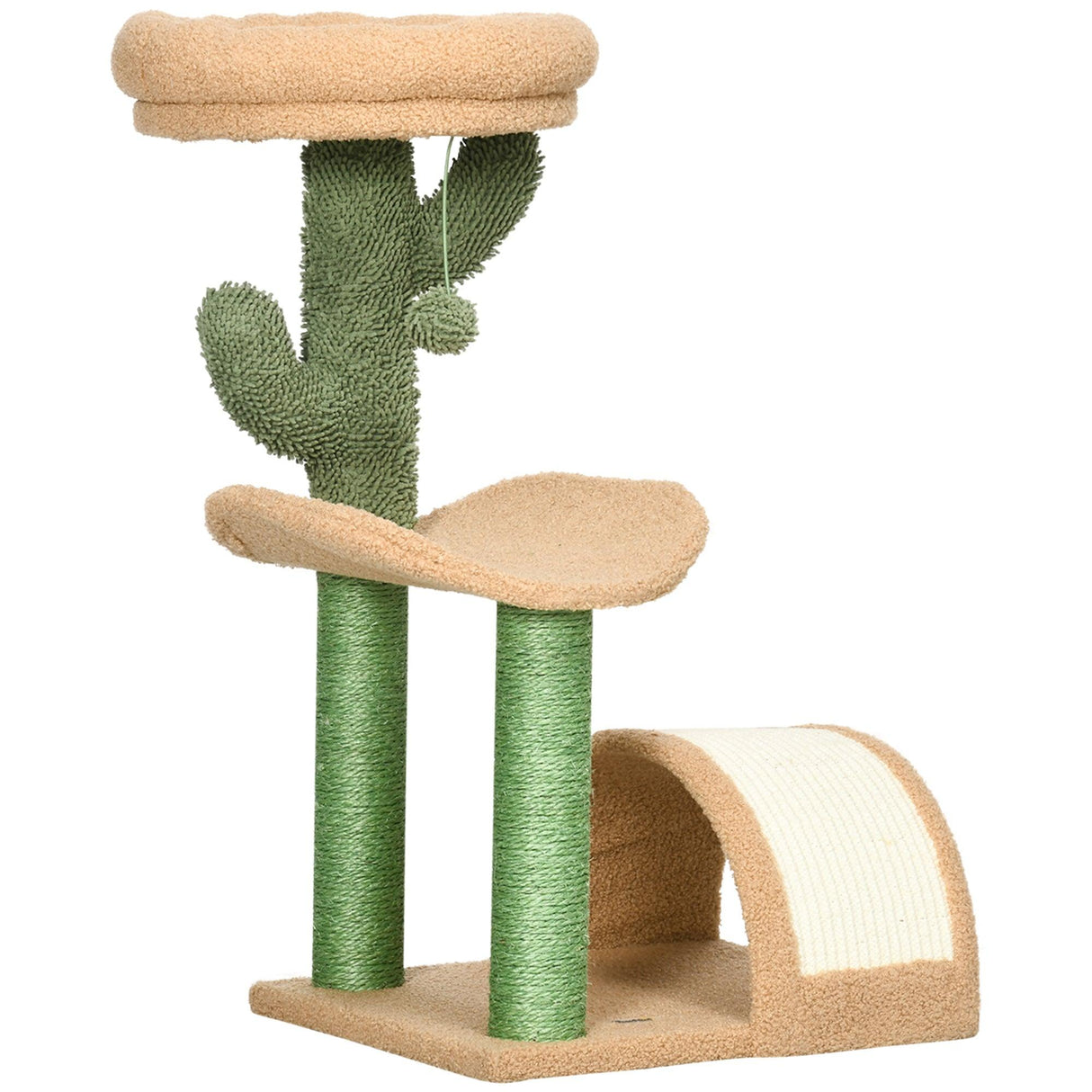 Cosy Cat Tree with Bed & Toys, 72cm - Yellow & Green - Cat Trees - Purr Wish